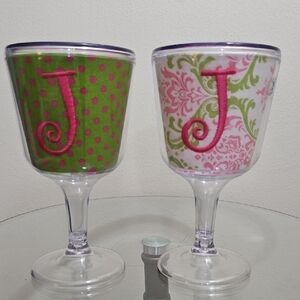 Mee Too Monogrammed Acrylic Wine Glass Set